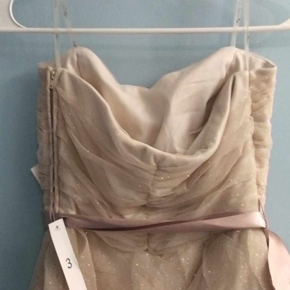 NWT Teeze Me Cream Layered Sparkling Dress with Pink Ribbon Size 3 - Picture 5 of 6